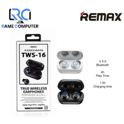 Remax Earphone Wireless TWS-16 | REMAX True Wireless Bluetooth Earbuds For Music &amp; Call TWS-16