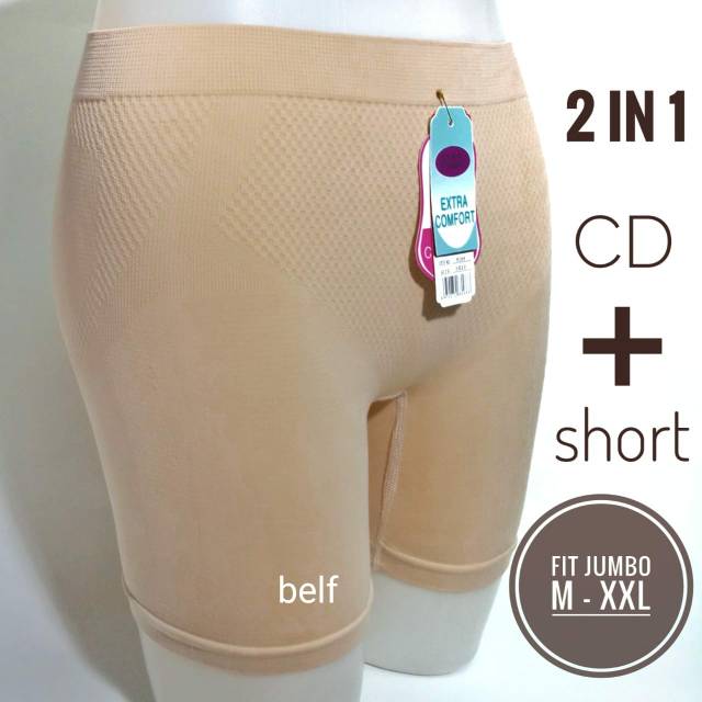 Celana Dalam Short Wanita Rajut Jumbo / CD Short 2in1 / Celana Dalaman Wanita Pendek All Size Jumbo