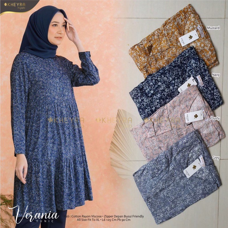 OK - TERBARU VERANIA TUNIC ORIGINAL BY KHEYRA HIJAB | TUNIK RAYON | TUNIK MOTIF BUNGA
