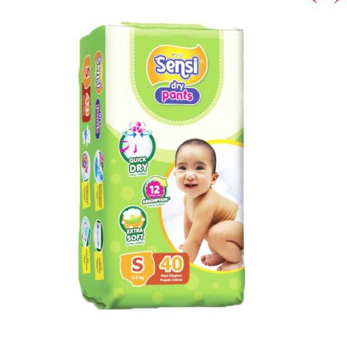 Pempers Bayi Sensi pants uk.S40,M34,L30,Xl24,XXL22