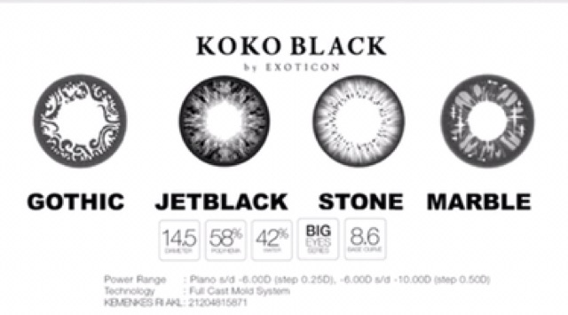SOFTLENS KOKO BLACK BY X2 FREE LENSCASE / SOFLENS / SOFTLEN