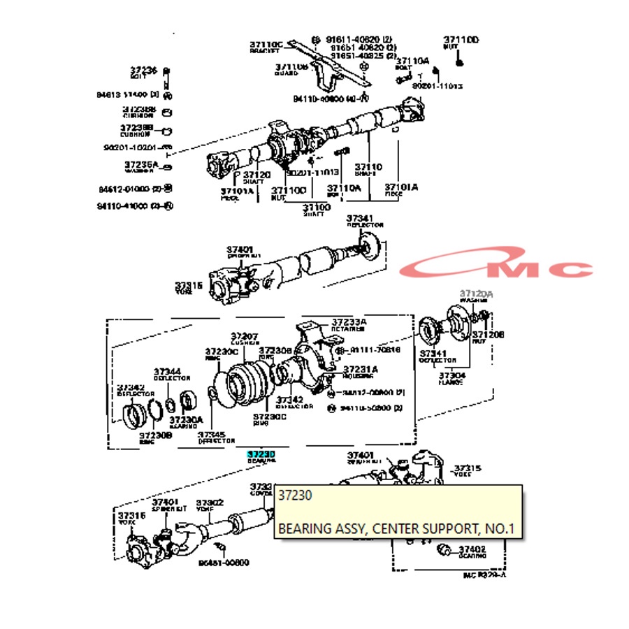 Gantungan Laher Kopel Center Bearing Dyna Coaster 37230-36061-SEAL