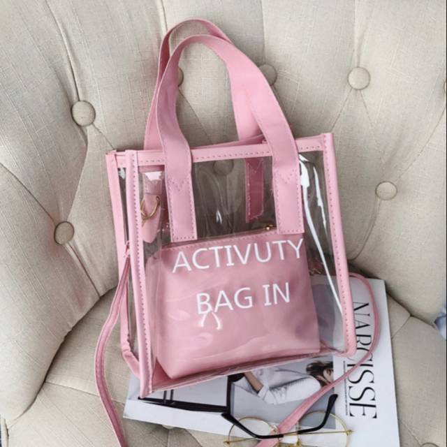 Tas Transparan Tas PCV Import Tas Fashion Tas 2in 1