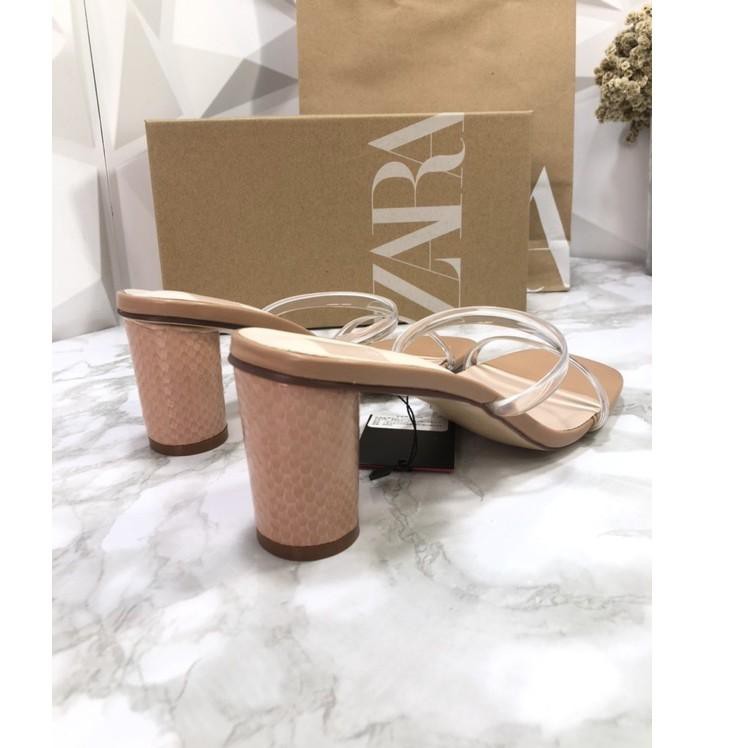 Zara Heels Vinyl & Leopard Double Straps Wanita Import Original ZS256 ZR-259 802