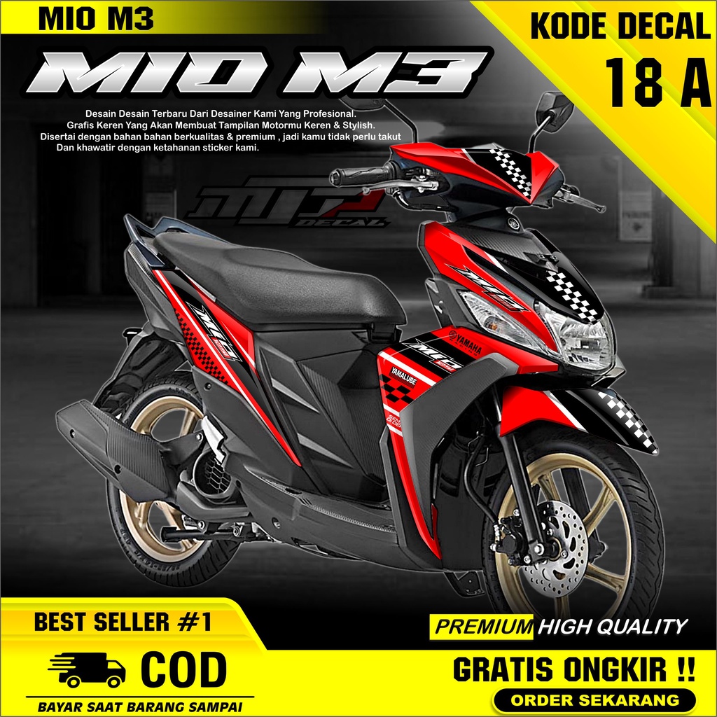 (TERLARIS) BISA COD Decal Stiker Striping Mio M3--Dekal Sticker Variasi Lis Motor Mio Full Body Desa