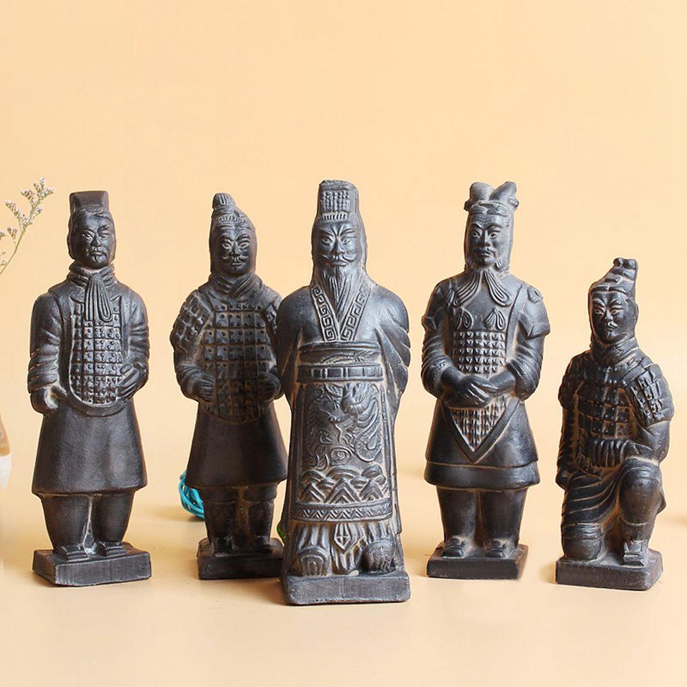 Needway   Terracotta Warriors Qin Shi Huang Miniatur Fitur Kuda Ornamen Dekorasi Ruang Tamu China Imitasi Antik Gaya Cina Kerajinan Terracotta Rumah Patung Tentara