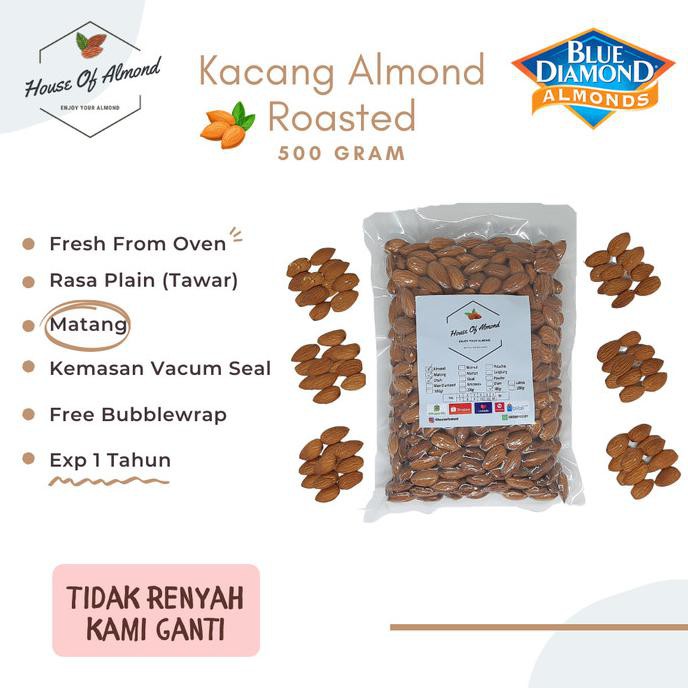 

Promo Awal tahun Kacang Almond Roasted (Panggang) 500 Gr Blue Diamond Premium Big Sale
