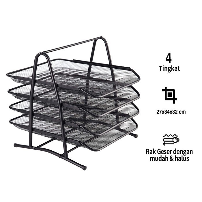 SHENAR, RAK DOKUMEN KERTAS 4 SUSUN / TEMPAT FILE DOKUMEN / LETTER TRAY / PAPER TRAY 4 SUSUN, SHENARCORNER168