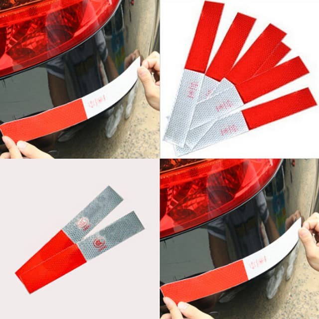 (3 pcs) Stiker Reflector Pemantul Cahaya Sticker Reflective Warning Sign Merah alat keselamatan jalan raya