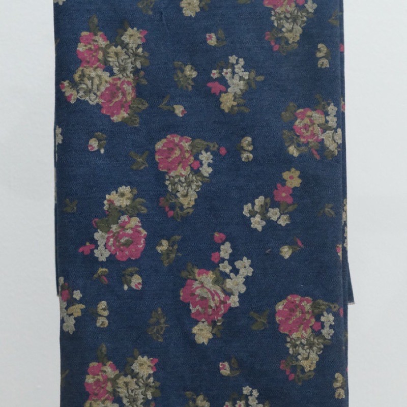 Kain Jeans Stretch Premium Bunga Berkualitas