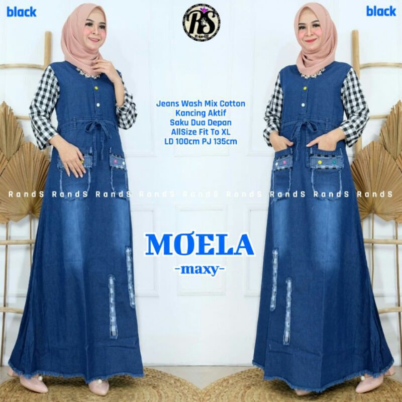 Gamis Moela Maxy By Rands /Gamis Bahan Jeans Wash Mix Cotton