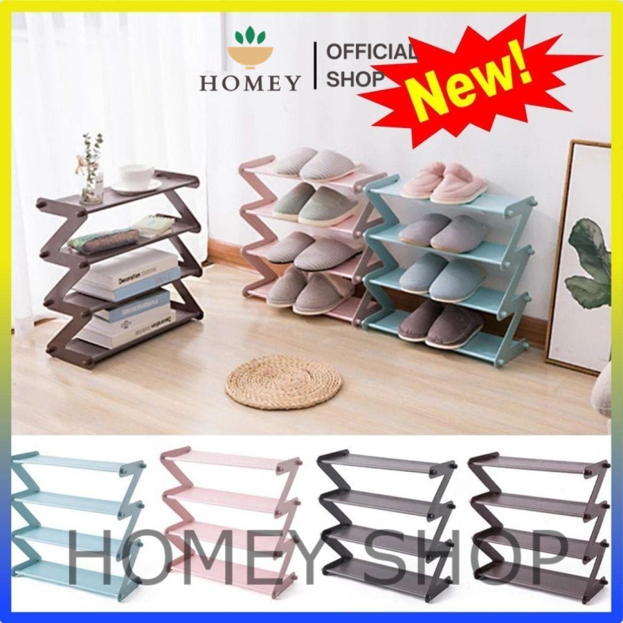 Jual RPT431 Rak Sepatu 4 Susun Zig Zag Shoe Rack Sandal Holder Rak Buku