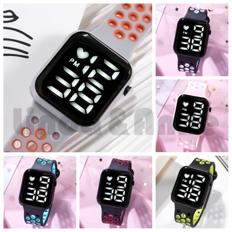 Jam Tangan Wanita Dan Pria Led Digital Rubber Electronic Fashion Couple Anak Remaja Import Premium