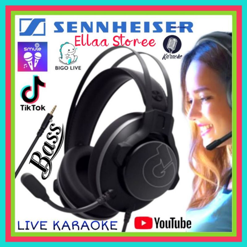 Mic Earphone Headset SENNHEISER Big Bass Karaoke Di HP Youtube Smule