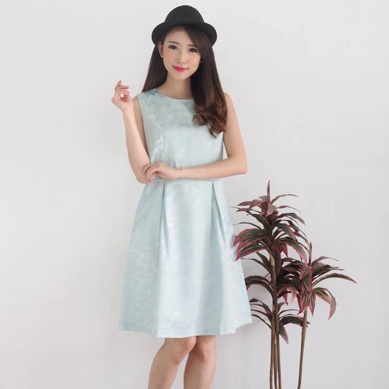 TJ121 - SAMANTHA DRESS / Dress Pesta Wanita Kekinian Fashion Trendy / Terusan Navy Tosca Cream Grey