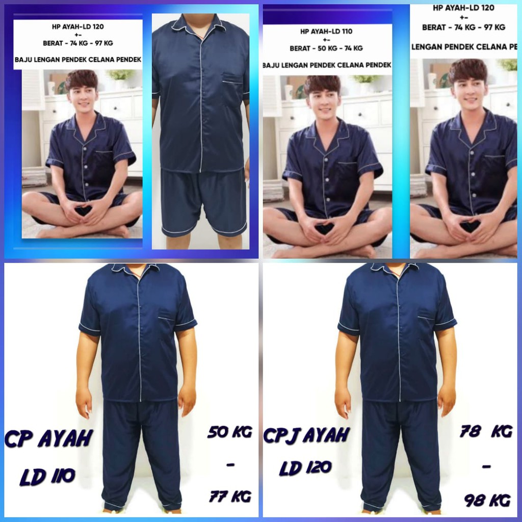 PIYAMA COUPLE SATIN POLOS NEVI LENGAN PANJANG PP NAVY