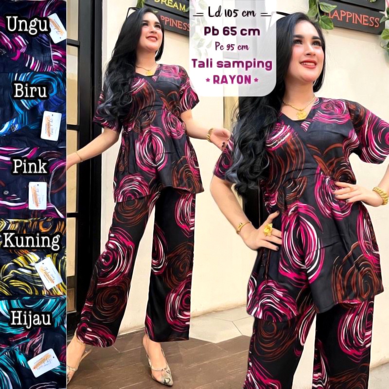 BAJU TIDUR SETELAN WANITA KEKINIAN ( CP KIMONO BUNGA ) BUMIL