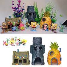 HIASAN AQUARIUM SPONGEBOB PATRICK SQUIDWARD FULL SET / DEKORASI AQUARIUM
