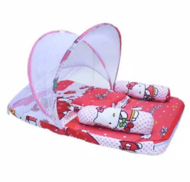 Kasur bayi set kelambu bantal guling model lipat LH