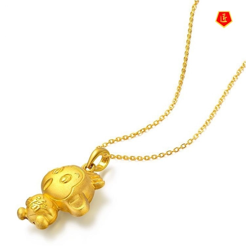 [Ready Stock]Cute Lucky Monkey Gold Pendant Cartoon Unique All-Matching