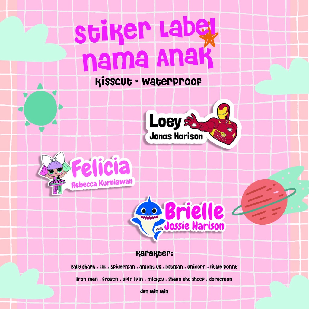 

Stiker Nama Anak Anti Air Karakter Custom