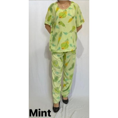 Baju tidur bahan katun rayon dewasa celana penjang