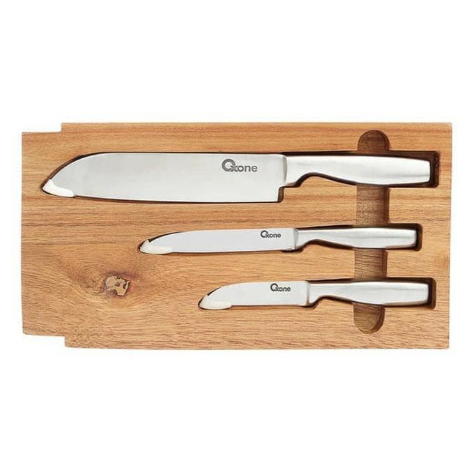 Oxone bamboo board knife tray OX 615 - telenan pisau set stainless Oxone knife tray OX 615