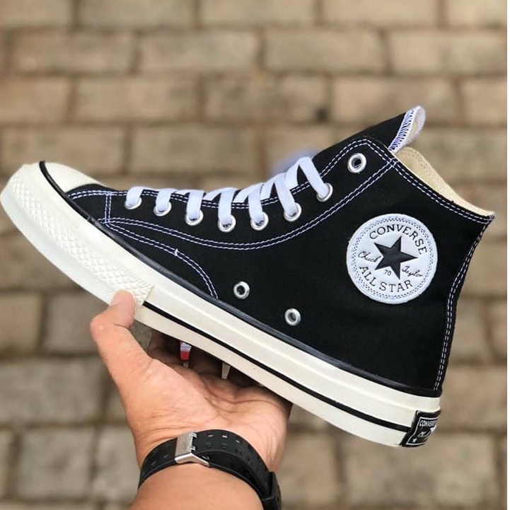 (MURAH PARAH ) Sepatu Converse 70s GLOSY High Egret Black / White Sepatu Sekolah Allstar Terlaris