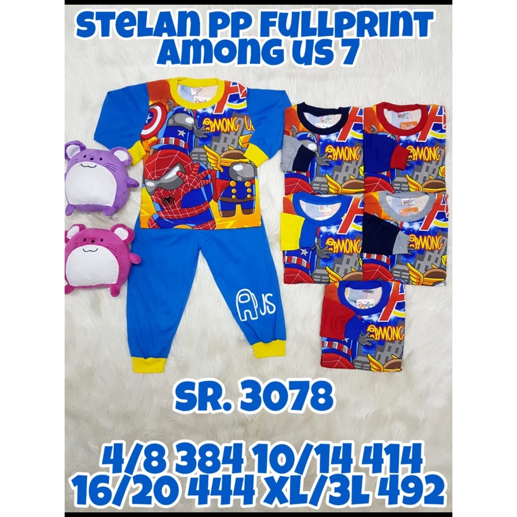 SIZE JUMBO among us setelan baju tidur piyama among us lengan panjang celana panjang size 3-14thn