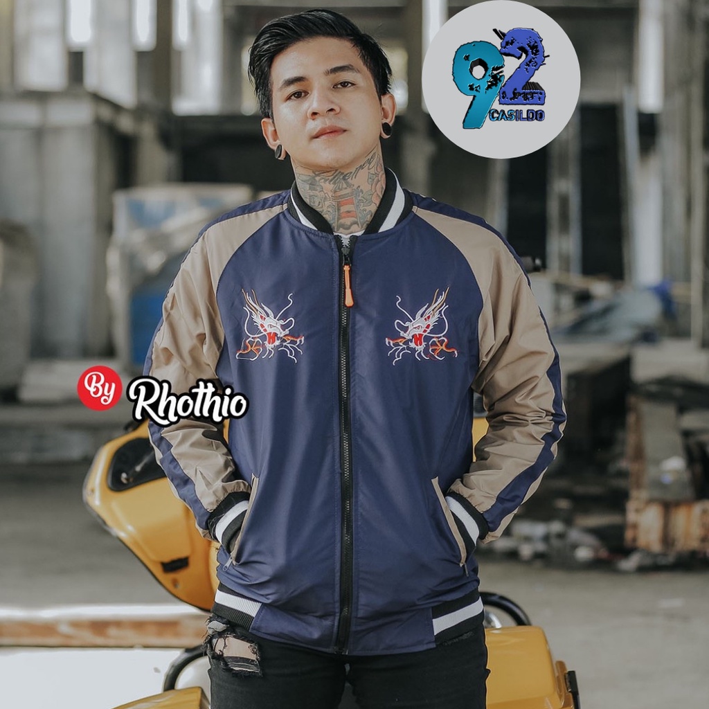 Atasan Cowok Murah Jaket Sukajan Original Full  Bordir Naga Jaket Bomber Rhothio Terlaris 2021