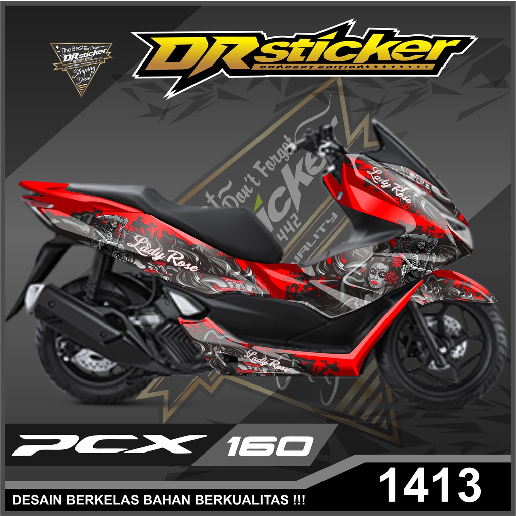 Dekal Sticker PCX 160 Full Body sticker Decal Custom PCX Desain Lady Rose Stiker full body PCX 160"