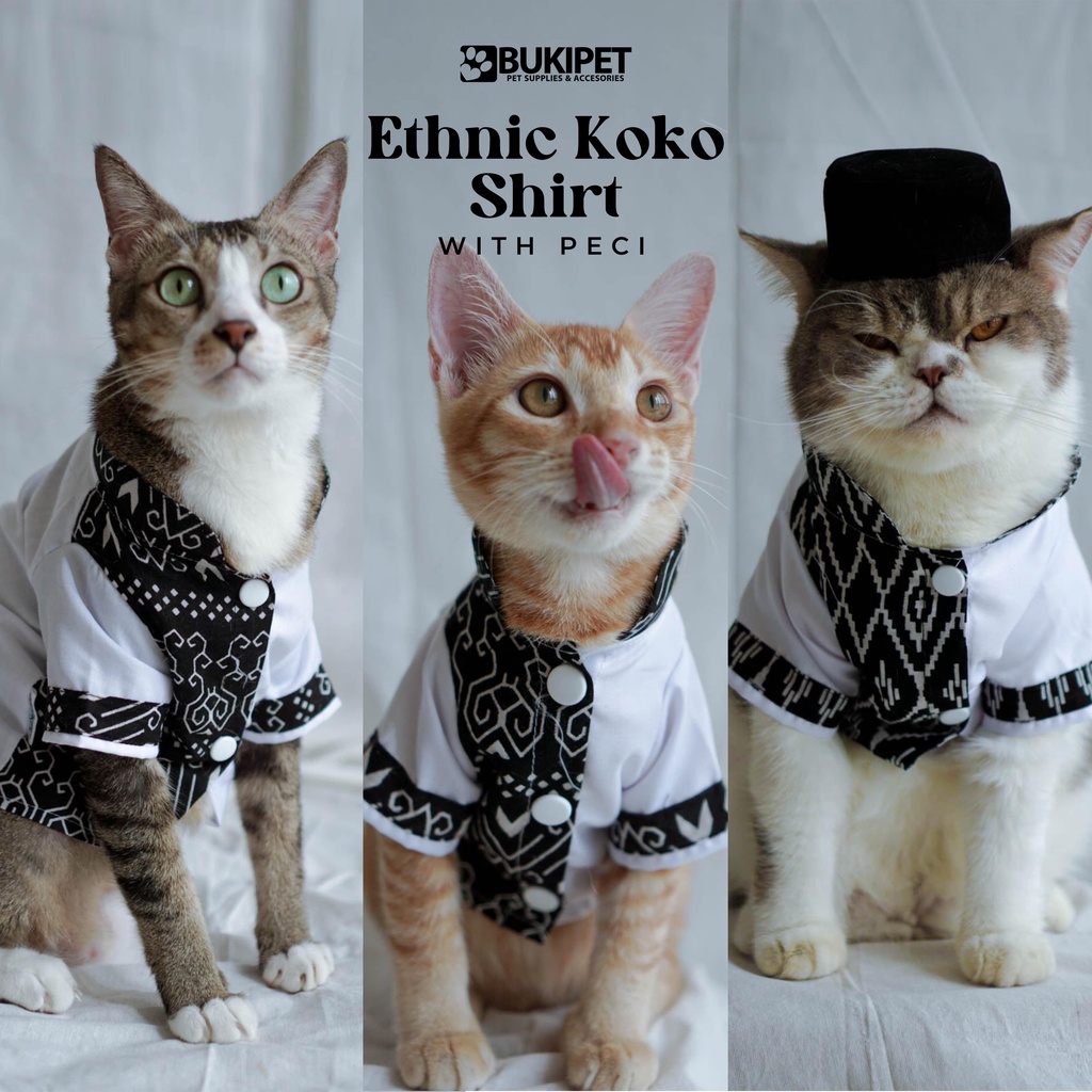 baju kucing anjing kelinci monyet lucu aksesoris hewan kecil - ETHNIC KOKO SHIRT