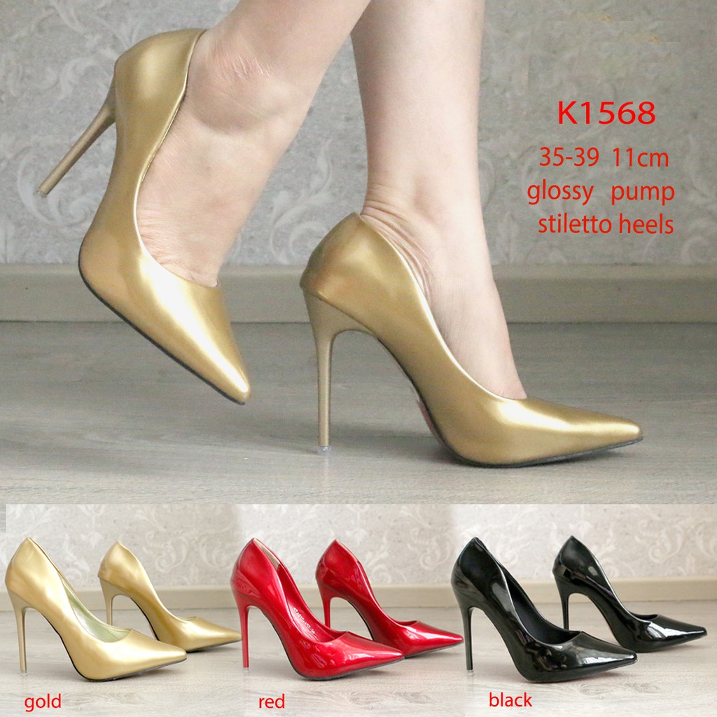 Sepatu Heels 11cm 3warna Fashion Import - Pump Heels Hitam Merah Gold Pesta singer party KY1568
