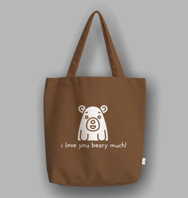 &quot;Messy&quot; Tote Bag Semi Canvas ILU Beary much!