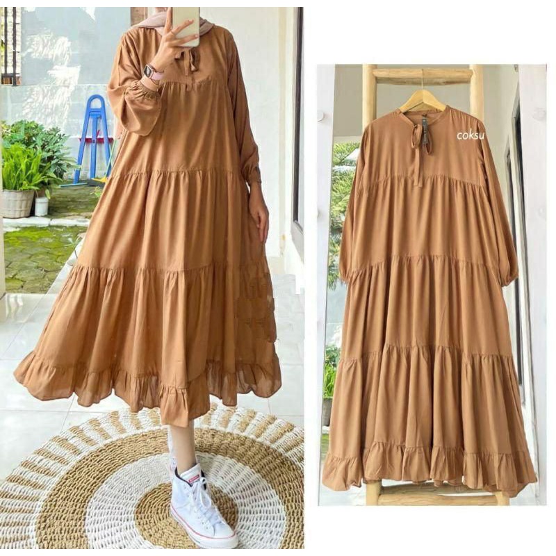 midi dres / dres wanita terbaru / bahan katun