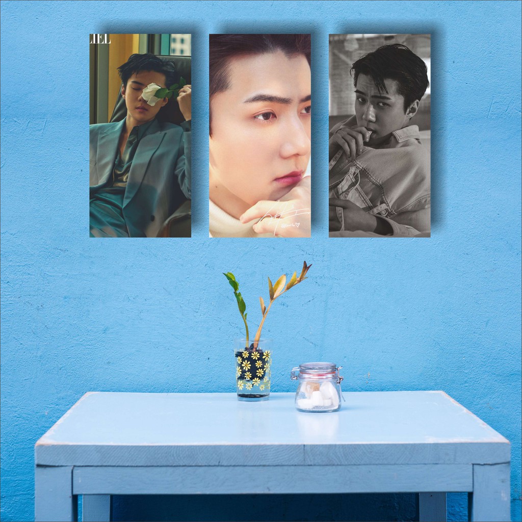 Walldecor EXO Sehun UKURAN 15x30cm Wall Decor Poster Kayu Hiasan Dinding KPOP KOREA Glossy