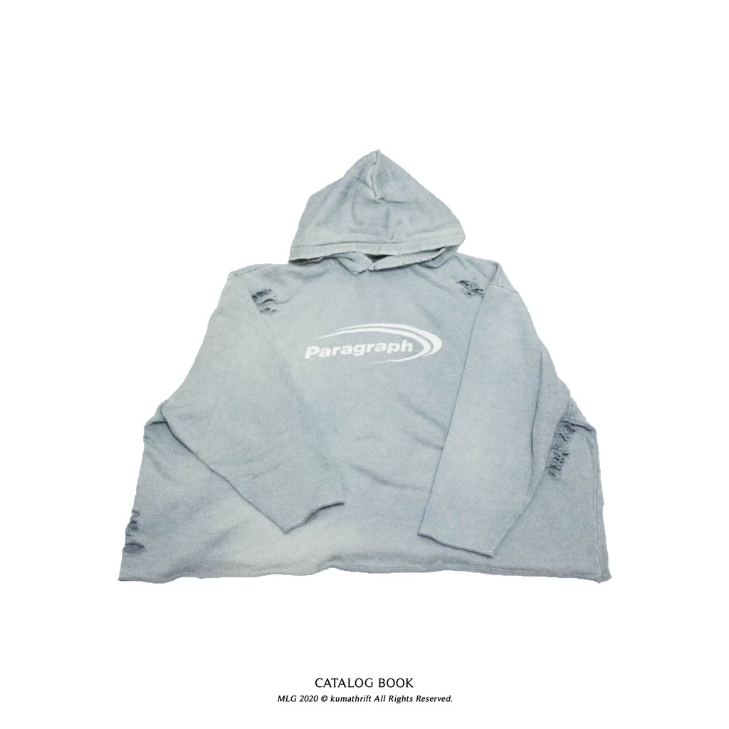 Paragraph Oversize Crop  Ripped Hoodie