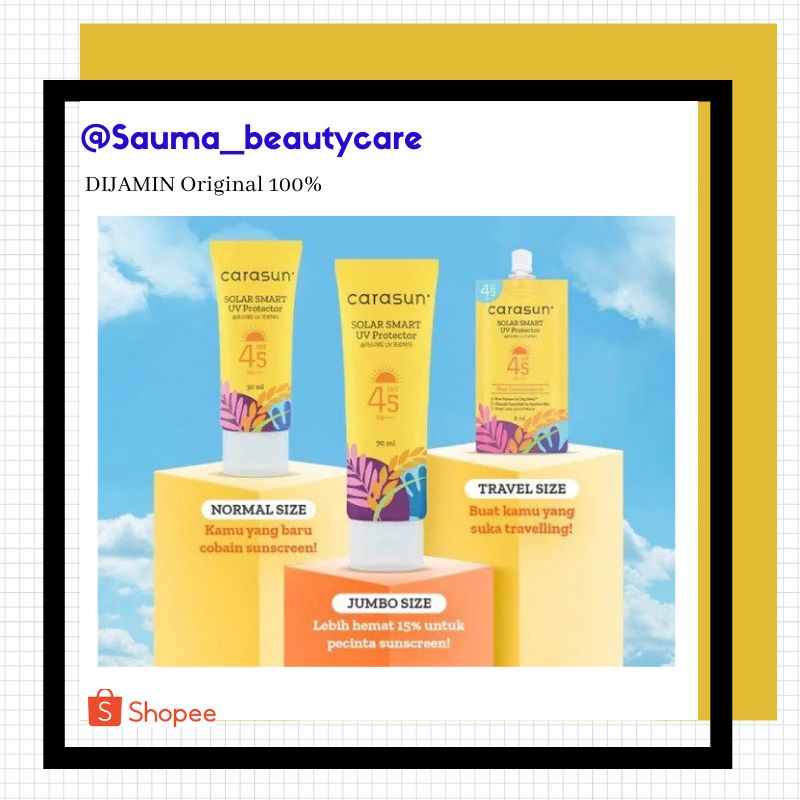 carasun solar smart uv protector spf 45 - carasun sunscreen carasun - sunblock muka carasun sunblock