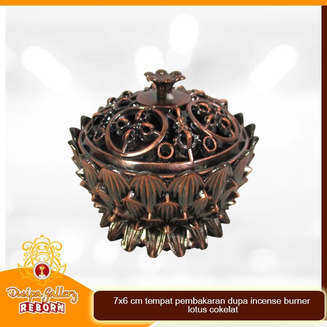 7x6 cm tempat pembakaran dupa/ incense burner lotus coklat