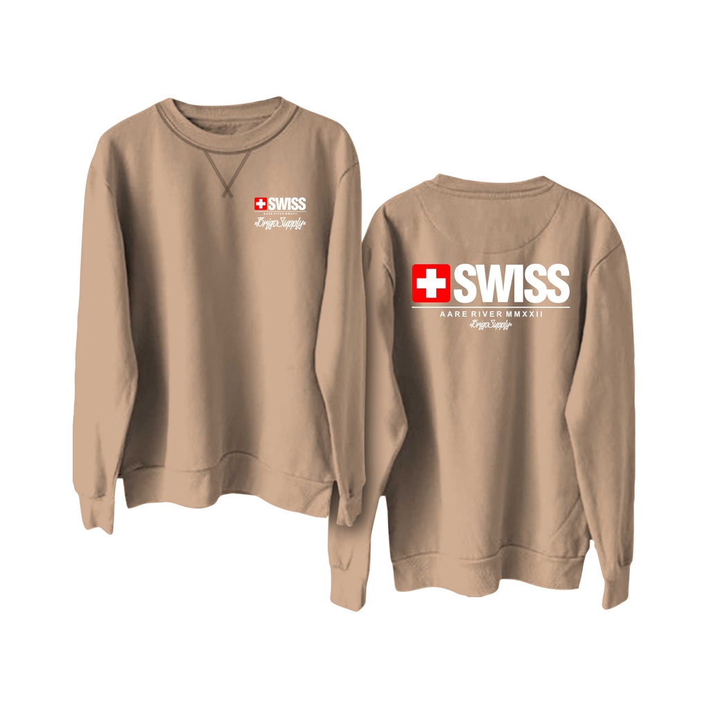 Sweater Crewneck BRIGO Swiss Sablon DTF Fleece Cotton II BRIGO Basic Sweatshirt  Swiss II M-XXL (Pria &amp; Wanita) Free stiker&amp;Gantungan Kunci