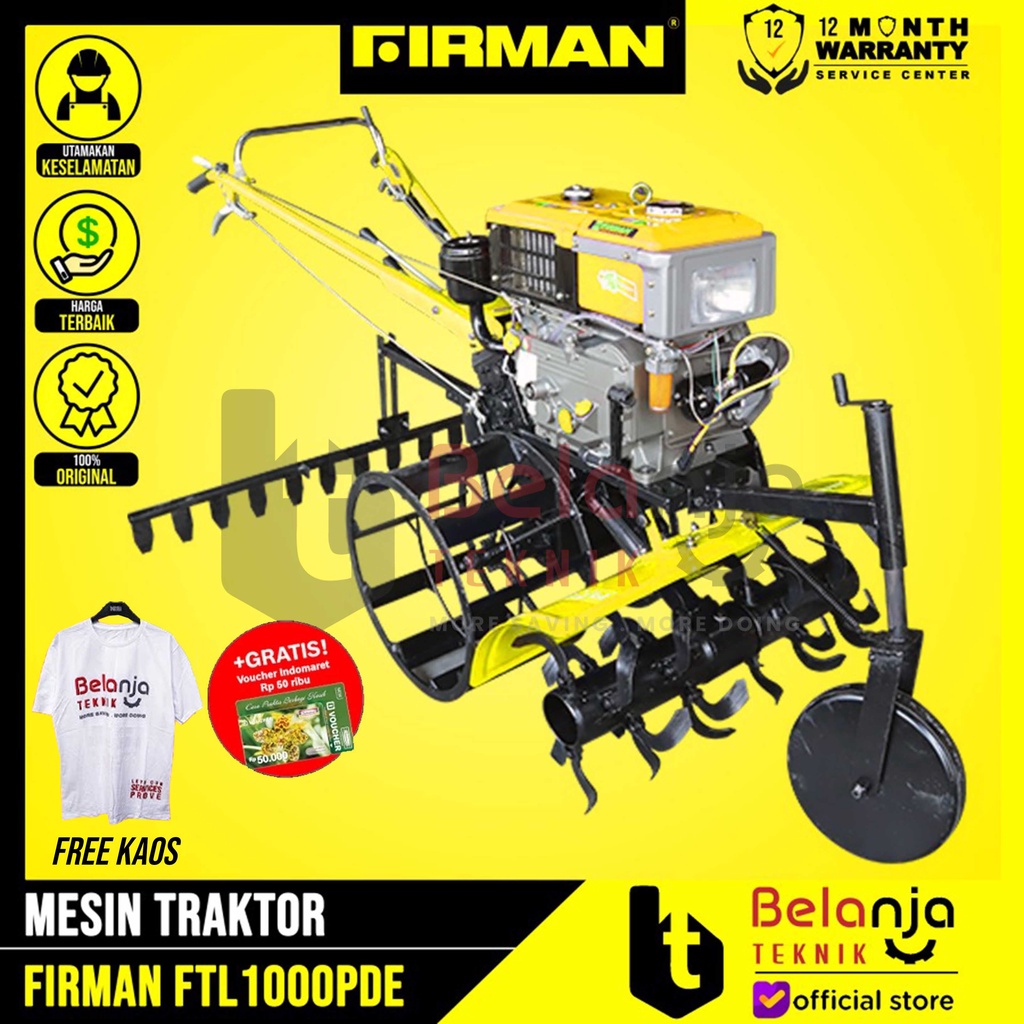Firman Traktor FTL1000PDE Paddy Diesel Electric Start FTL 1000 PDE