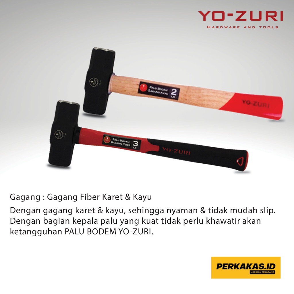 Palu Besi Bodem 2-4LB Fiber Kayu Kepala Metal YOZURI