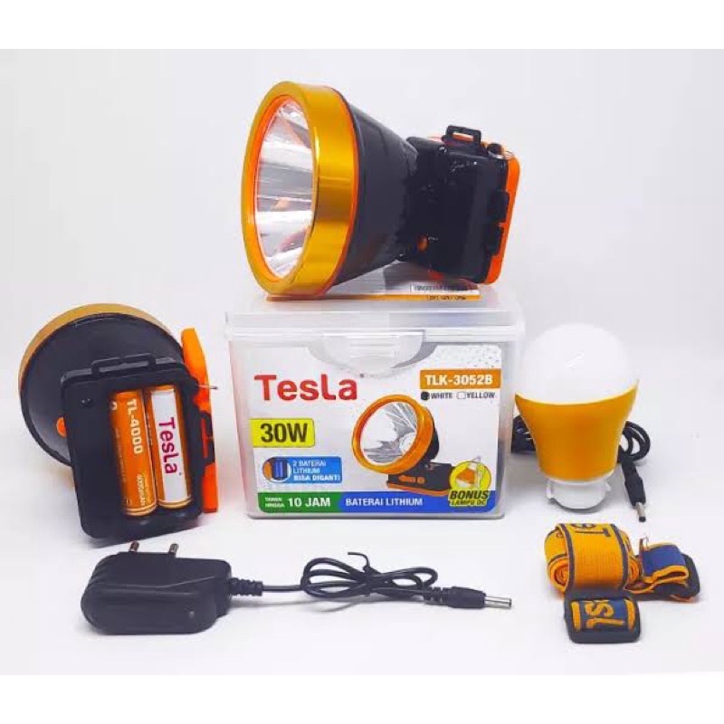 Senter Kepala Tesla 30 Watt TLK - 3052B + Free Bolam DC