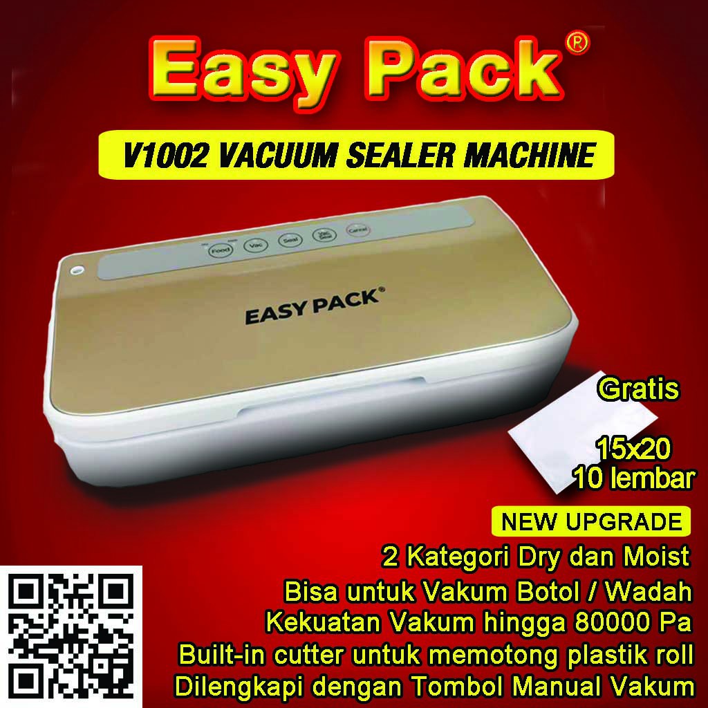Mesin Vakum Makanan Vacuum Sealer EASY PACK V1002 Automatis Manual Plastik Alat Vakum Vacum Seal