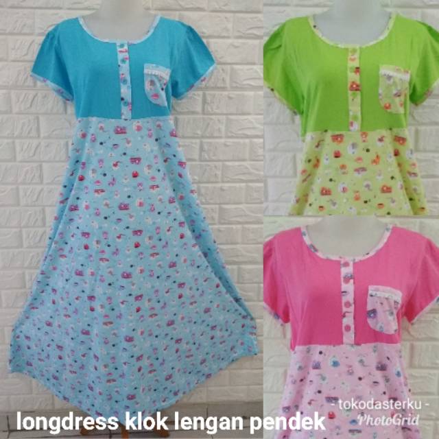 Daster Klok Kaos Panjang Longdress Amro Lengan Pendek