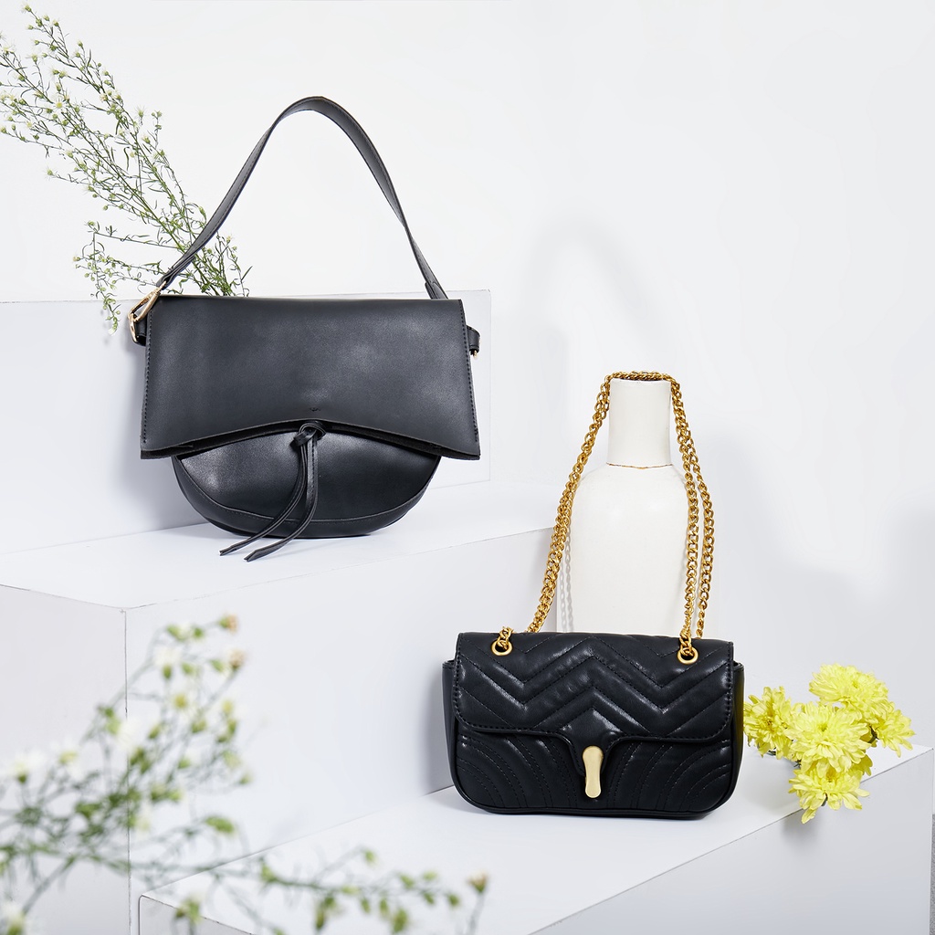 Sundays Attire - SOHO Shoulder Bag Classic Flap Bag Smooth PU Leather / Tas Wanita