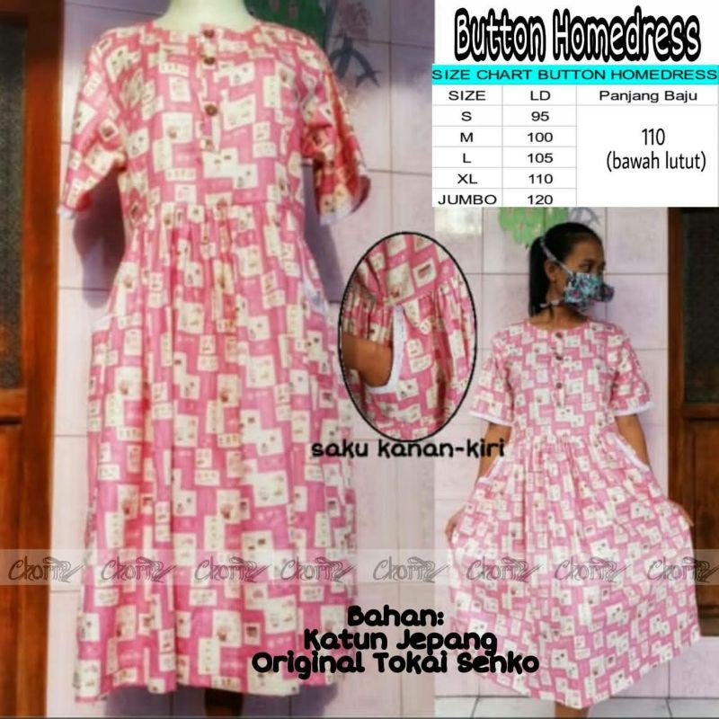homedress katun jepang / mididress / daster katun jepang ori