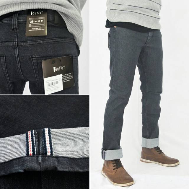 ( CELANA JEANS BAYAR DI TEMPAT )Celana jeans selvdge birumuda outfit - celana jeans outfit - selvdge