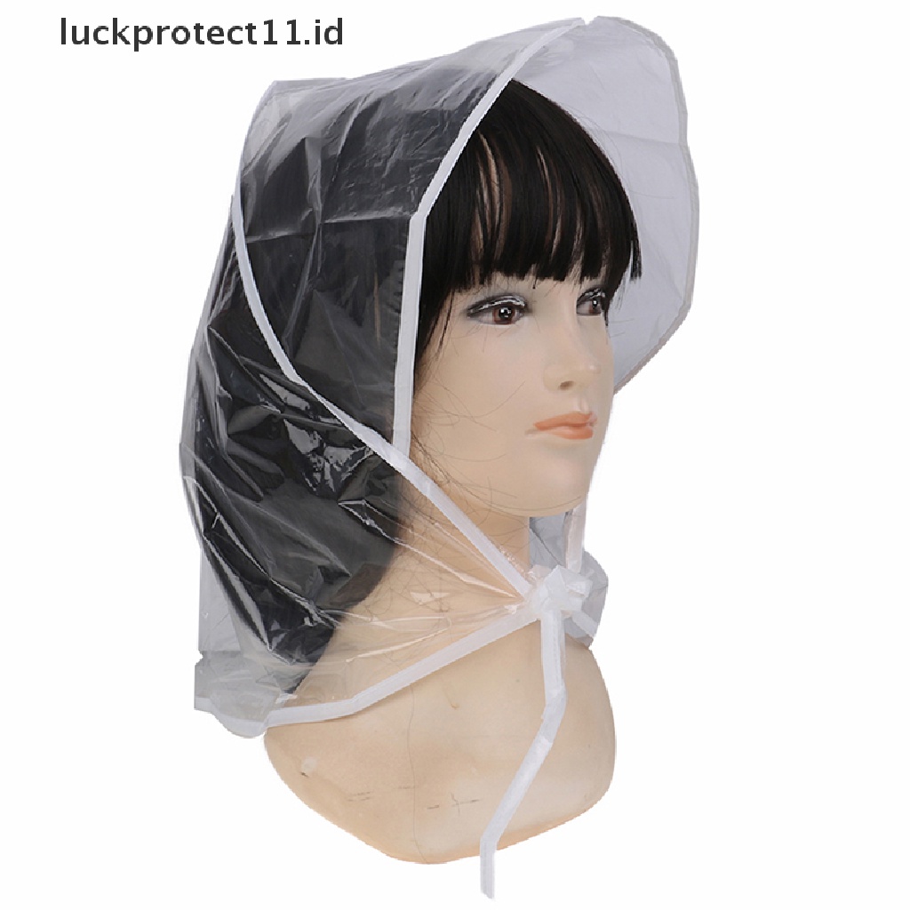 // Hg &amp; ID// 1Pcs Protect Hairstyle Rain Hat Bonnet Plastik Untuk Wanita Dan Lady Bening