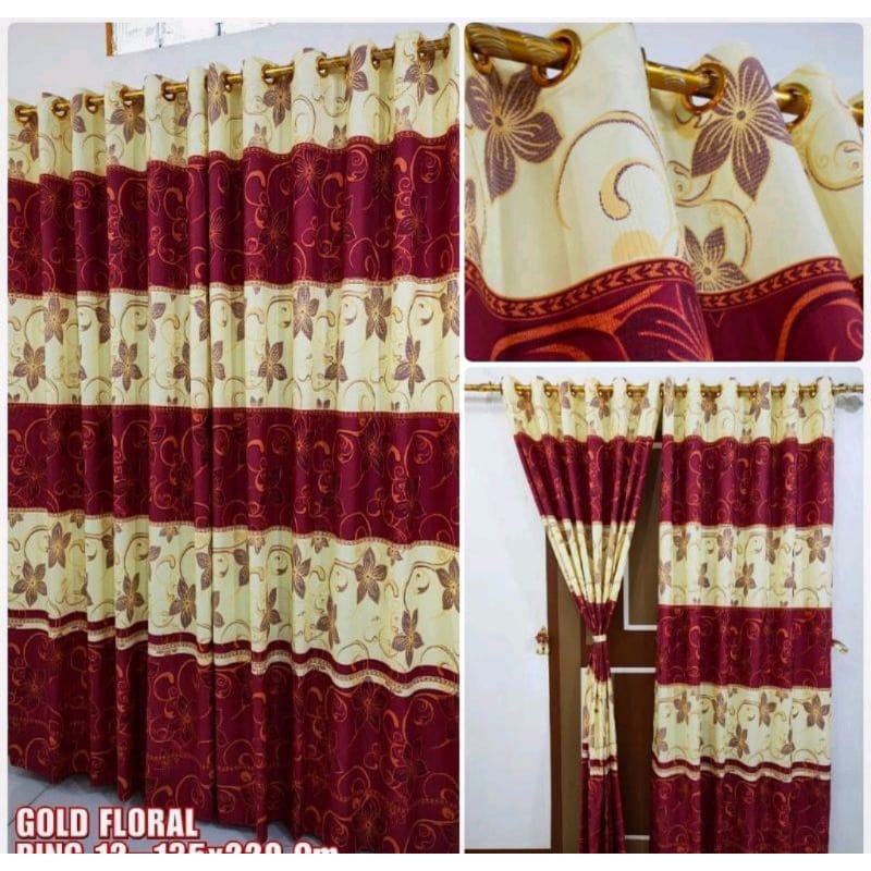 GORDEN SMOKRING 12 LUBANG UKURAN 115X220 CM / gorden pintu dan jendela